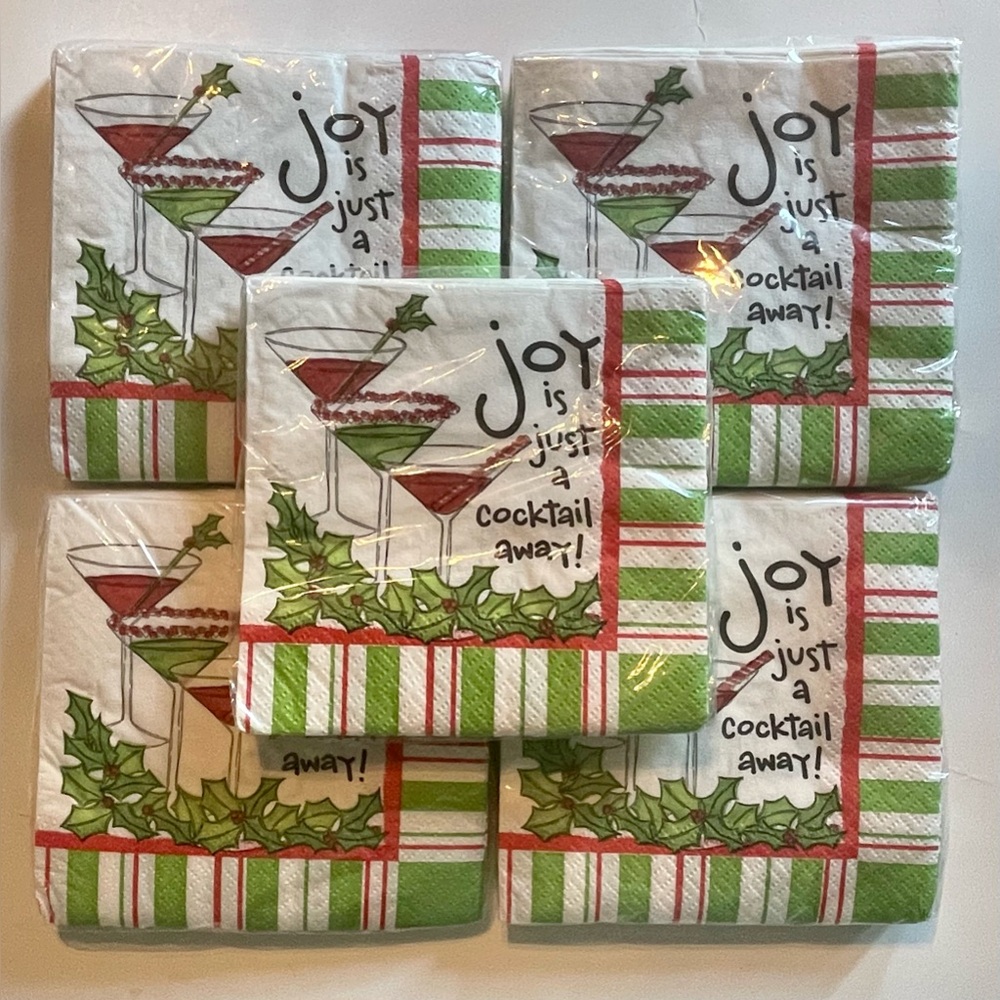 Unique Joy Is Just A Cocktail Away Christmas Holiday Beverage Napkins, 5…